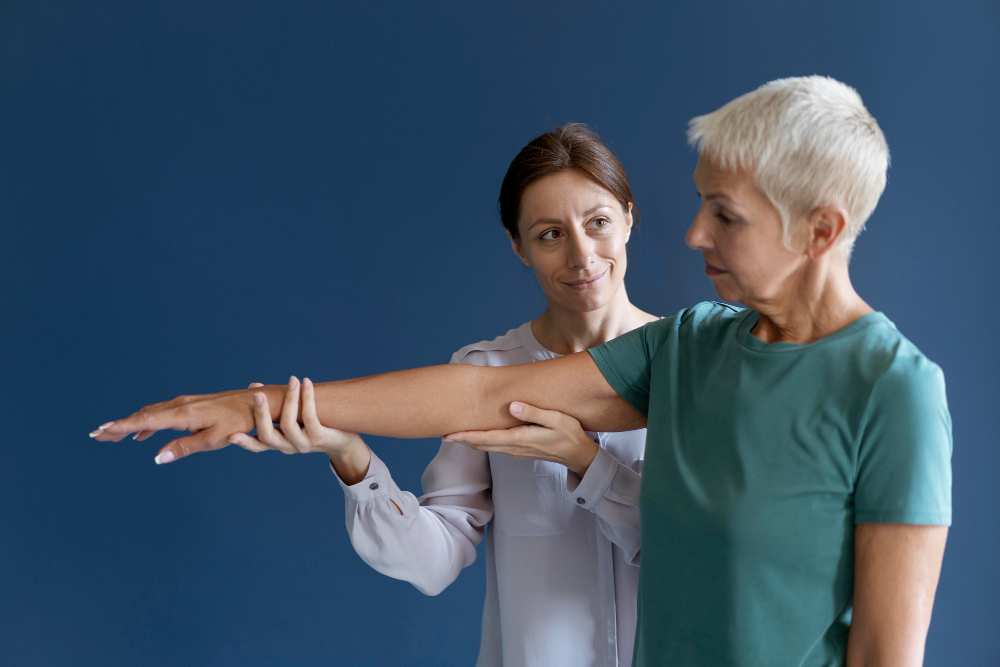 Senior woman doing an occupational therapy session with a psychologist